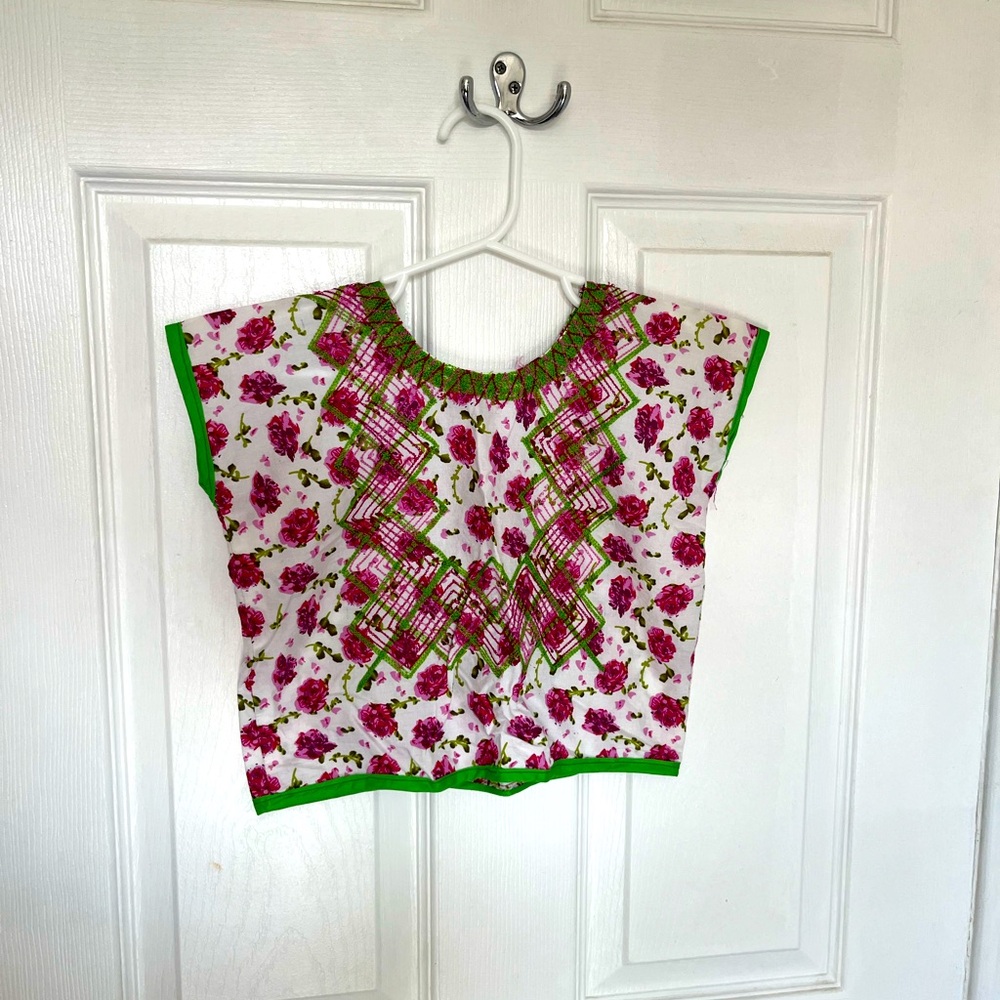 Mexican Oaxacan Toddler Huipil Floral Top Blusa in 2T